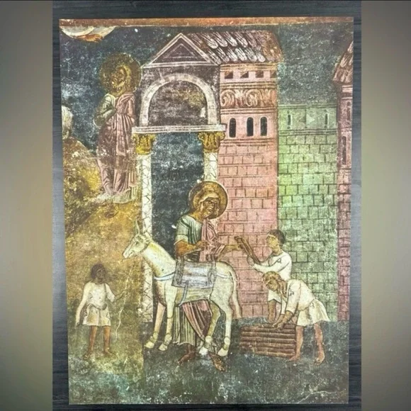 Original Vintage Fine Art Print Poster Medieval Yugoslavia Wall Frescoes Antique